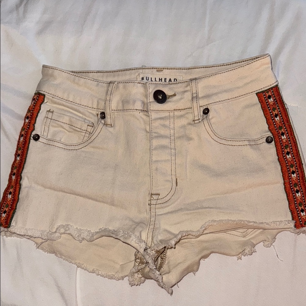 Bullhead Women's Cream and Orange Shorts